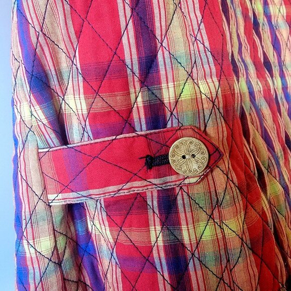 Vintage Womens Quilted Plaid Button-Up Vest  Cottagecore - Picture 6 of 13